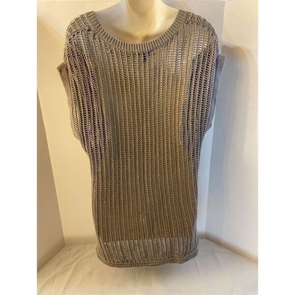 Apt. 9 crochet gray top high/low scoop neck rn#73277 - Picture 3 of 7